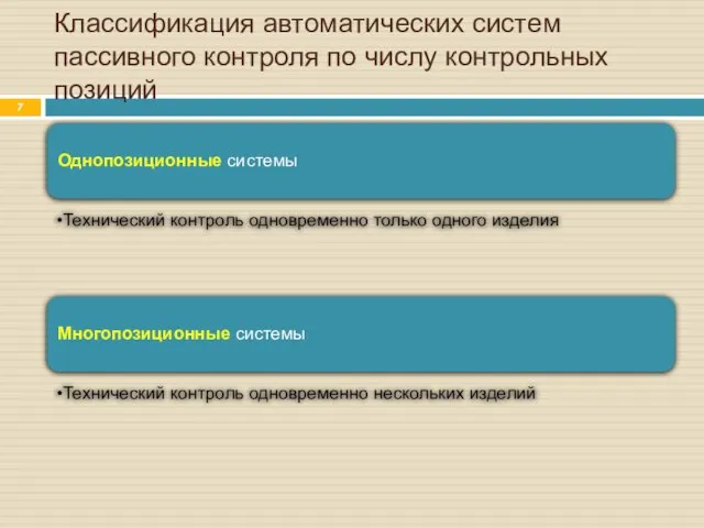 Классификация автоматических систем пассивного контроля по числу контрольных позиций Однопозиционные системы