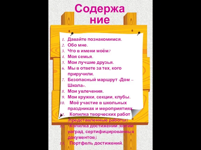 Содержание Давайте познакомимся. Обо мне. Что в имени моём? Моя семья.