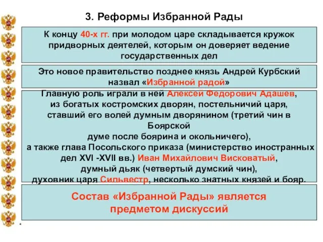 * 3. Реформы Избранной Рады К концу 40-х гг. при молодом