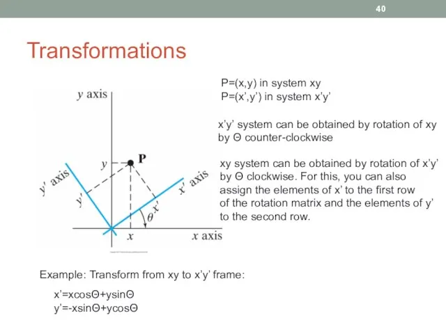 Transformations x’y’ system can be obtained by rotation of xy by