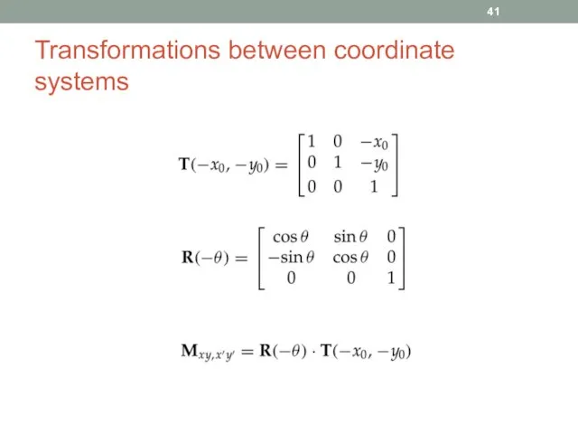 Transformations between coordinate systems