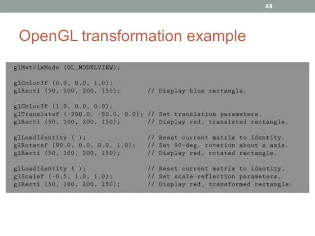 OpenGL transformation example