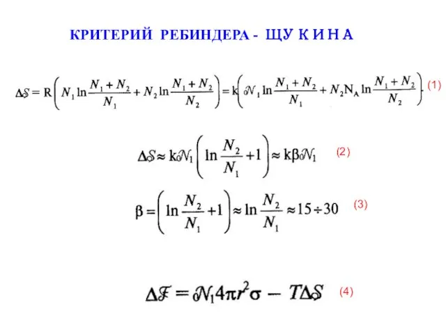 КРИТЕРИЙ РЕБИНДЕРА - ЩУКИНА (1) (2) (3) (4)