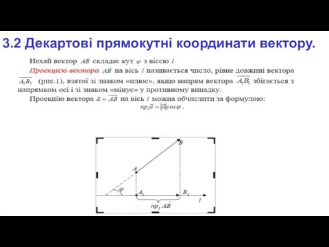 3.2 Декартові прямокутні координати вектору.