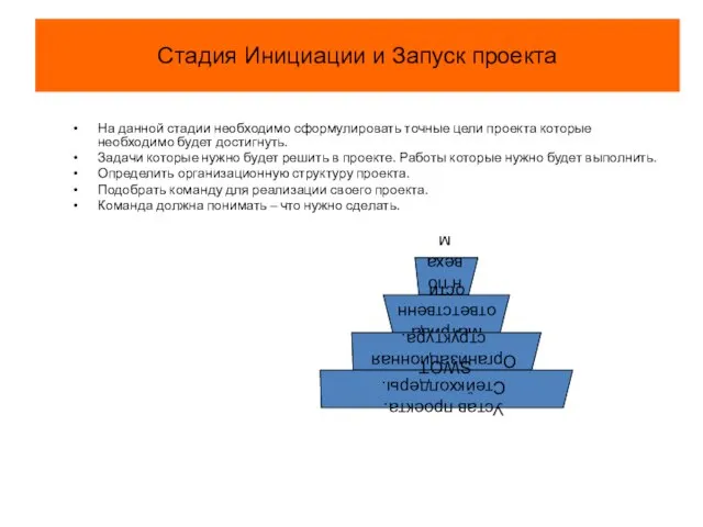 Стадия Инициации и Запуск проекта На данной стадии необходимо сформулировать точные