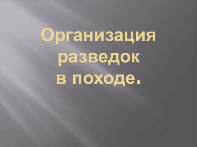 Организация разведок в походе.