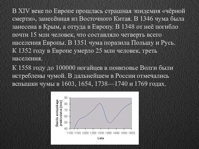 В XIV веке по Европе прошлась страшная эпидемия «чёрной смерти», занесённая