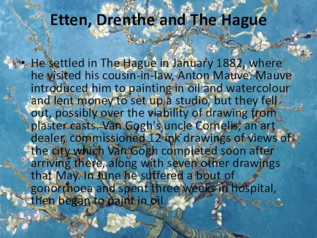 Etten, Drenthe and The Hague He settled in The Hague in