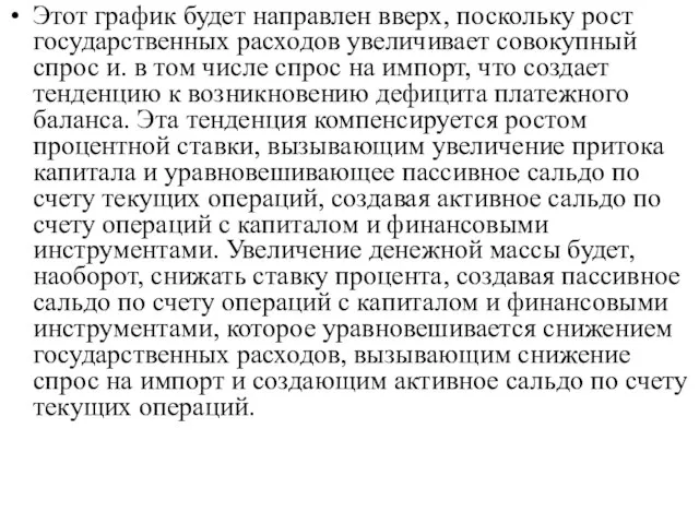 Этот график будет направлен вверх, поскольку рост государственных расходов увеличивает совокупный