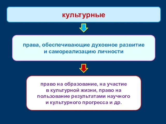 права, обеспечивающие духовное развитие и самореализацию личности культурные право на образование,