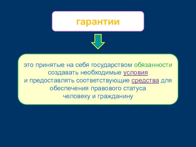 гарантии это принятые на себя государством обязанности создавать необходимые условия и