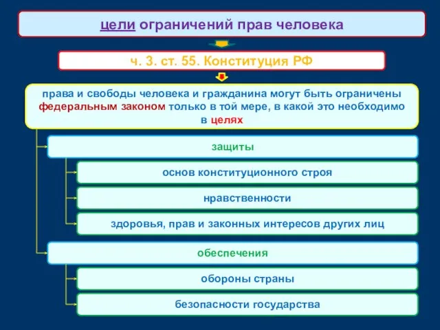 ч. 3. ст. 55. Конституция РФ цели ограничений прав человека права