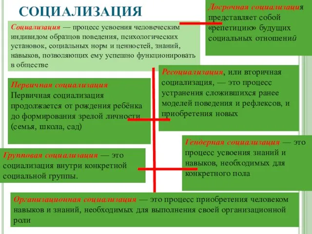 СОЦИАЛИЗАЦИЯ Социализация — процесс усвоения человеческим индивидом образцов поведения, психологических установок,