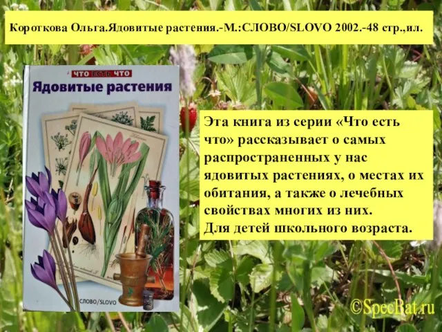 Короткова Ольга.Ядовитые растения.-М.:СЛОВО/SLOVO 2002.-48 стр.,ил. Эта книга из серии «Что есть