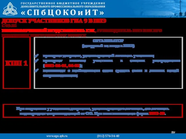 ДОПУСК УЧАСТНИКОВ ГИА 9 В ППЭ С 09.15 УПОЛНОМОЧЕННЫЙ ПРЕДСТАВИТЕЛЬ ГЭК