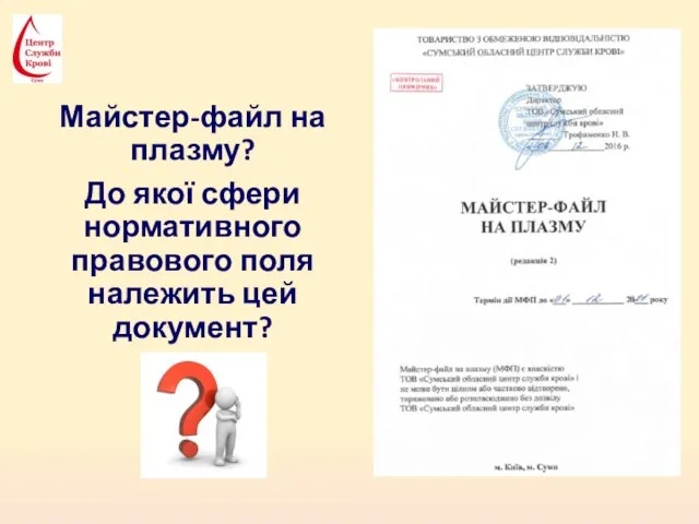 Майстер-файл на плазму? До якої сфери нормативного правового поля належить цей документ?