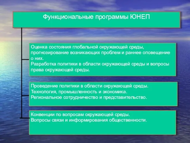 Функциональные программы ЮНЕП Оценка состояния глобальной окружающей среды, прогнозирование возникающих проблем