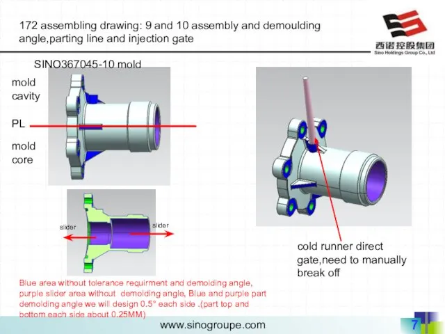 PL mold cavity mold core 172 assembling drawing: 9 and 10