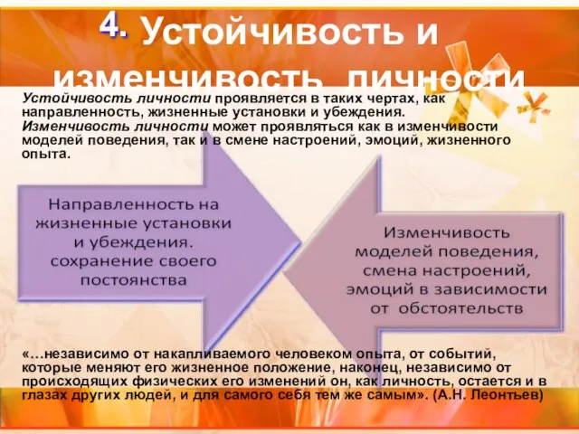 Устойчивость и изменчивость личности 4. Устойчивость личности проявляется в таких чертах,