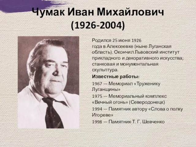 Чумак Иван Михайлович (1926-2004) Родился 25 июня 1926 года в Алексеевке