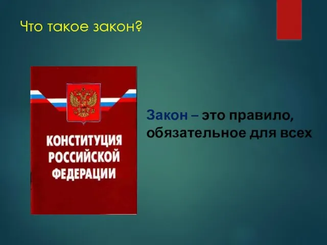 Что такое закон? Закон – это правило, обязательное для всех