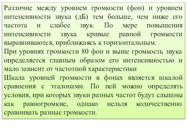 Различие между уровнем громкости (фон) и уровнем интенсивности звука (дБ) тем