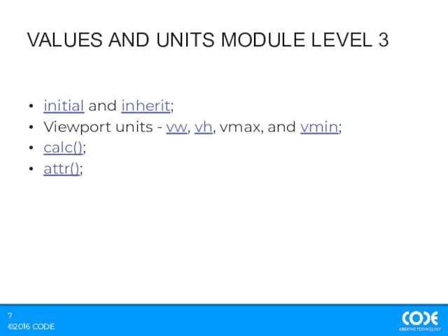 VALUES AND UNITS MODULE LEVEL 3 initial and inherit; Viewport units