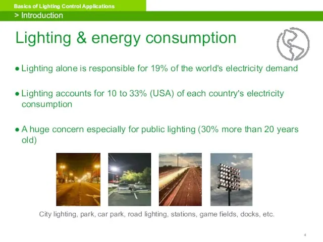Lighting & energy consumption Lighting alone is responsible for 19% of