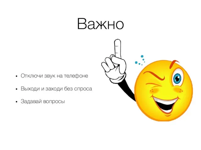 Важно Отключи звук на телефоне Выходи и заходи без спроса Задавай вопросы