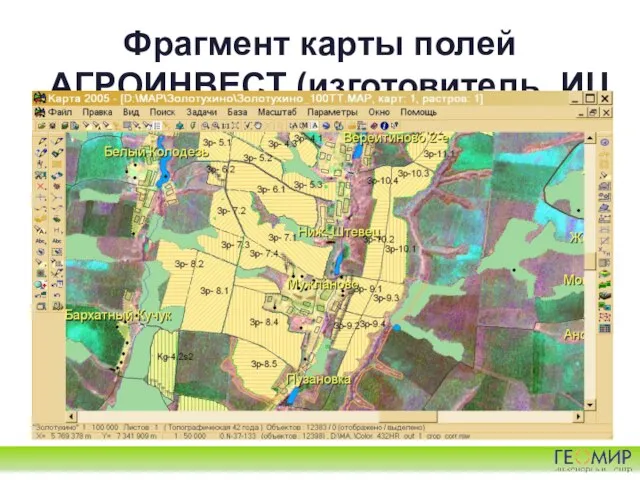 Фрагмент карты полей АГРОИНВЕСТ (изготовитель ИЦ ГЕОМИР)