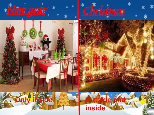 New year Christmas Outside and inside Only inside