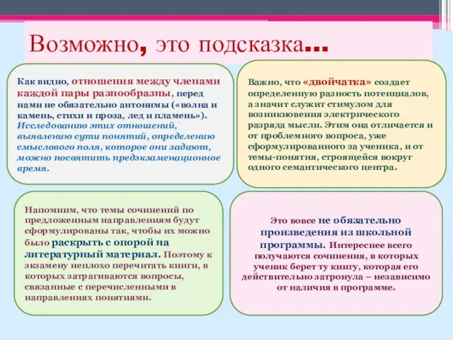 Возможно, это подсказка… Как видно, отношения между членами каждой пары разнообразны,