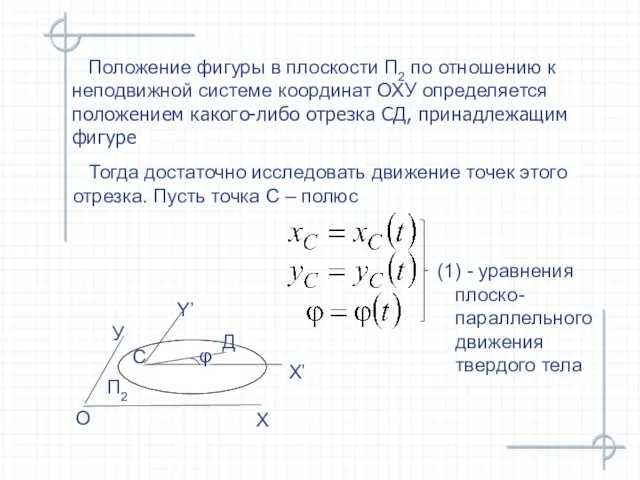 Положение фигуры в плоскости П2 по отношению к неподвижной системе координат