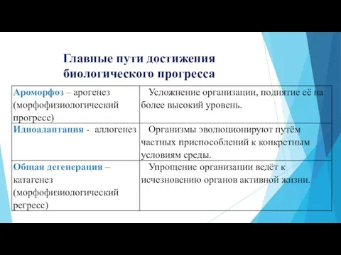 Главные пути достижения биологического прогресса