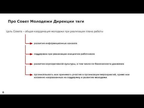 Цель Совета – общая координация молодежи при реализации плана работы развитие