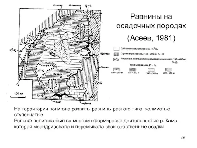 Равнины на осадочных породах (Асеев, 1981) На территории полигона развиты равнины