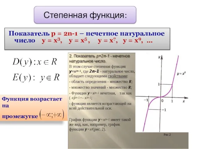 Показатель р = 2n-1 – нечетное натуральное число у = х3,