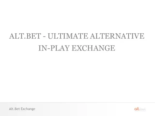 ALT.BET - ULTIMATE ALTERNATIVE IN-PLAY EXCHANGE Alt.Bet Exchange