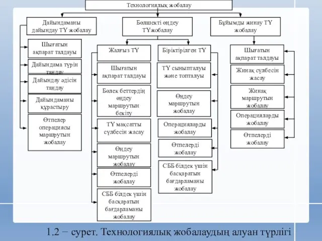 1.2 − сурет. Технологиялық жобалаудың алуан түрлігі