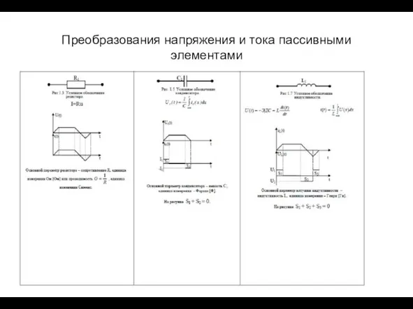 Преобразования напряжения и тока пассивными элементами