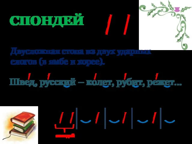 Швед, русский – колет, рубит, режет… СПОНДЕЙ Двусложная стопа из двух