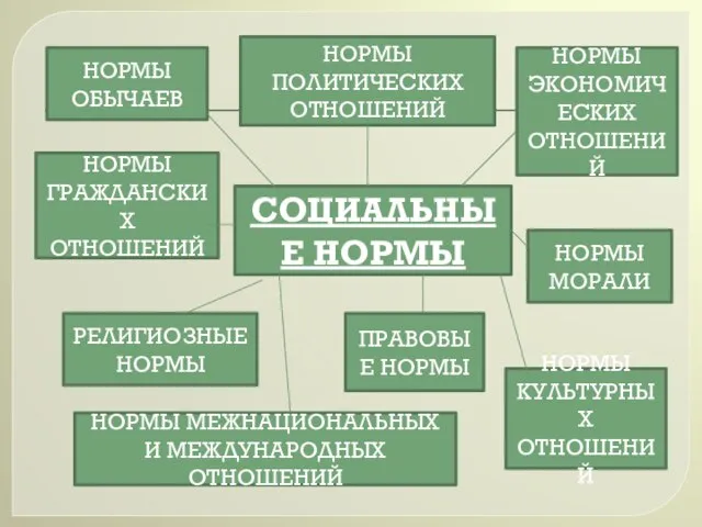 СОЦИАЛЬНЫЕ НОРМЫ НОРМЫ ОБЫЧАЕВ НОРМЫ ПОЛИТИЧЕСКИХ ОТНОШЕНИЙ НОРМЫ ЭКОНОМИЧЕСКИХ ОТНОШЕНИЙ НОРМЫ