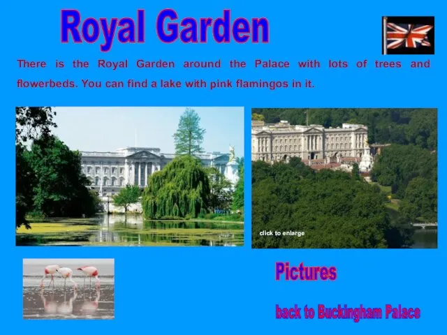 Royal Garden back to Buckingham Palace There is the Royal Garden