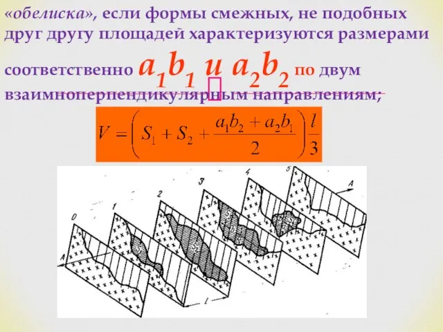 «обелиска», если формы смежных, не подобных друг другу площадей характеризуются размерами