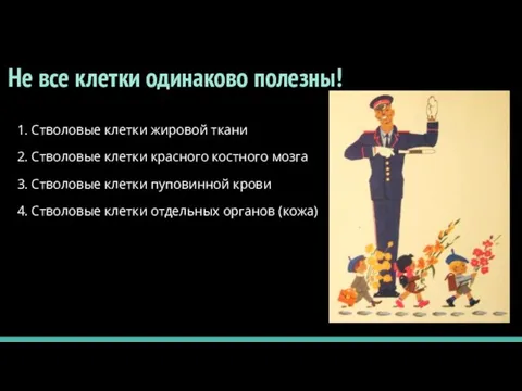 Не все клетки одинаково полезны! 1. Стволовые клетки жировой ткани 2.