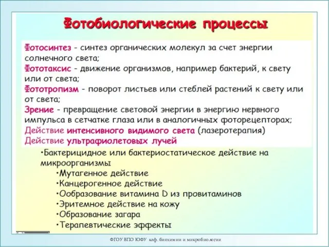 ФГОУ ВПО ЮФУ каф. биохимии и микробиологии