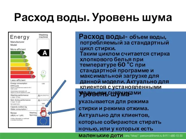 Расход воды. Уровень шума Расход воды- объем воды, потребляемый за стандартный