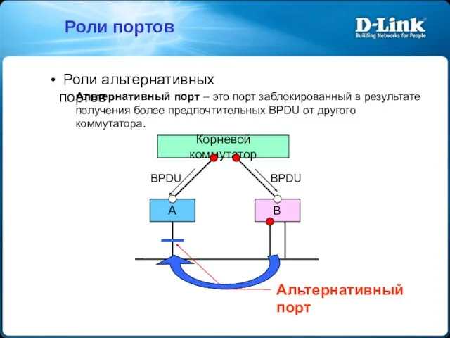 Роли альтернативных портов Альтернативный порт – это порт заблокированный в результате