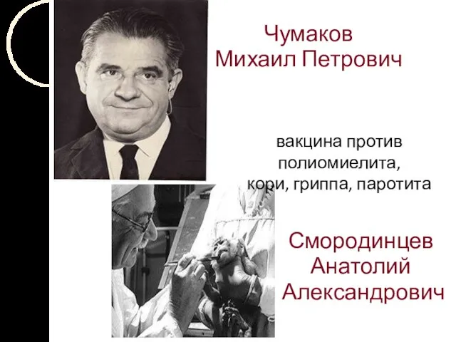 Чумаков Михаил Петрович вакцина против полиомиелита, кори, гриппа, паротита Смородинцев Анатолий Александрович