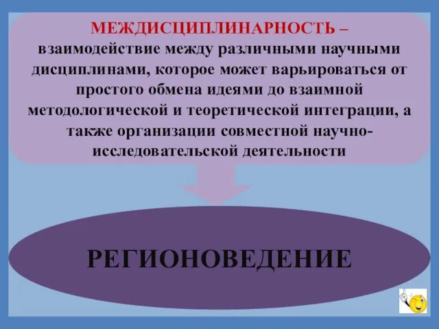 МЕЖДИСЦИПЛИНАРНОСТЬ – взаимодействие между различными научными дисциплинами, которое может варьироваться от